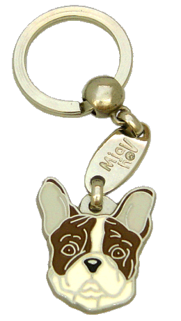 FRENCH BULLDOG WHITE BROWN <br> (keyring, engraving included)
